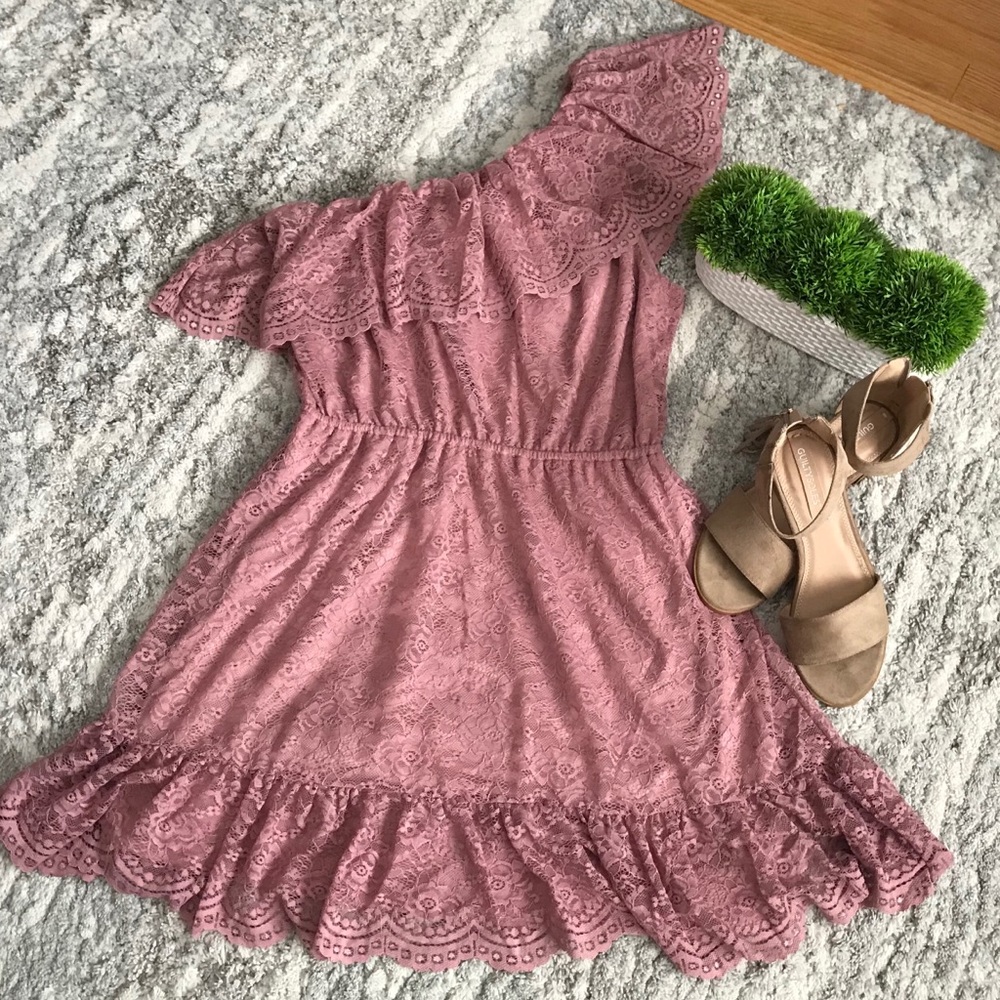 One Shoulder Lace Dress